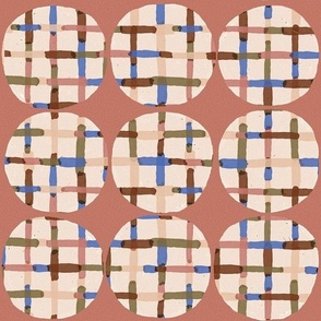 Retro batik circles pink - medium scale