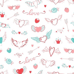 winged valentine hearts