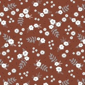 Sweet little bohemian garden boho blossom white gray on spice rust