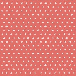 White hand drawn dots on red background-small