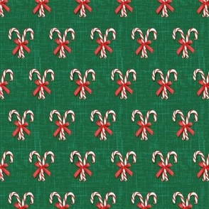 Crossed Candy Canes Tied With Bow on Green (Extra Small Size)