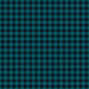 Small Gingham Pattern - Midnight Black and Harbor Blue