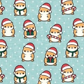 Holiday Hamsters - Christmas hamster (mint polka dots) - LAD21