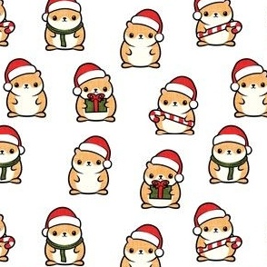 Holiday Hamsters - Christmas hamster (white) - LAD21