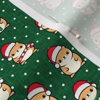Holiday Hamsters - Christmas hamster (dark green polka dots) - LAD21