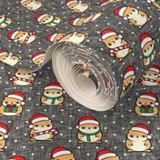 Holiday Hamsters - Christmas hamster (grey polka dots) - LAD21