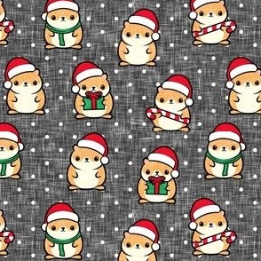 Holiday Hamsters - Christmas hamster (grey polka dots) - LAD21