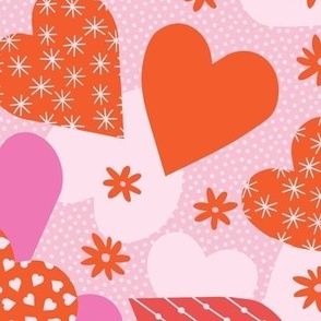 Hearts Everywhere - Pink and Red  // Large