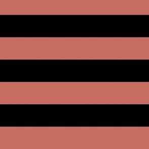 Large Horizontal Awning Stripe Pattern - Terracotta and Black