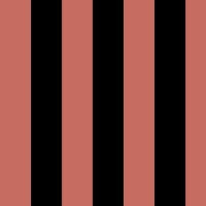 Large Vertical Awning Stripe Pattern - Terracotta and Black