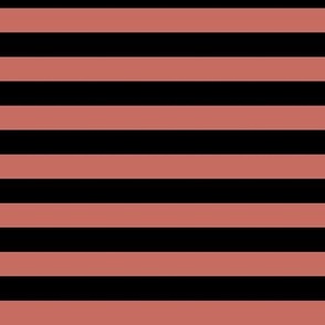 Horizontal Awning Stripe Pattern - Terracotta and Black