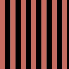 Vertical Awning Stripe Pattern - Terracotta and Black
