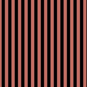 Vertical Bengal Stripe Pattern - Terracotta and Black