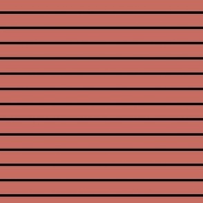 Horizontal Pin Stripe Pattern - Terracotta and Black