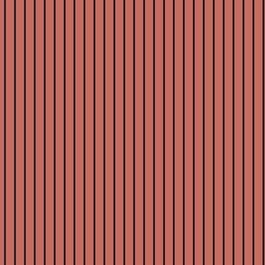 Small Vertical Pin Stripe Pattern - Terracotta and Black