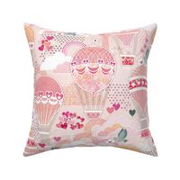 Love Is in the Air- Salmon Pink Background with Cats Medium