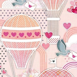 Love Is in the Air- Salmon Pink Background with Cats Medium