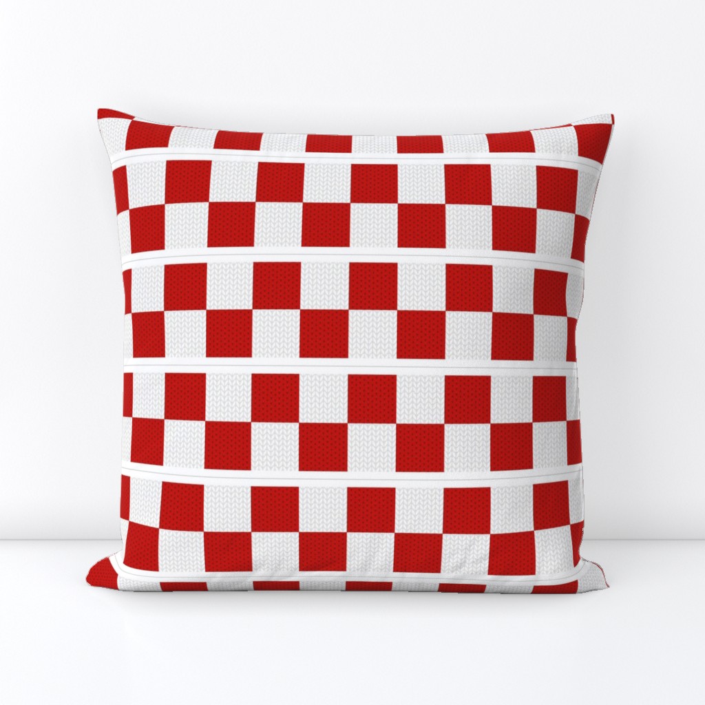 3 inch Red & White Knitting Checkerboard Horizontal Border