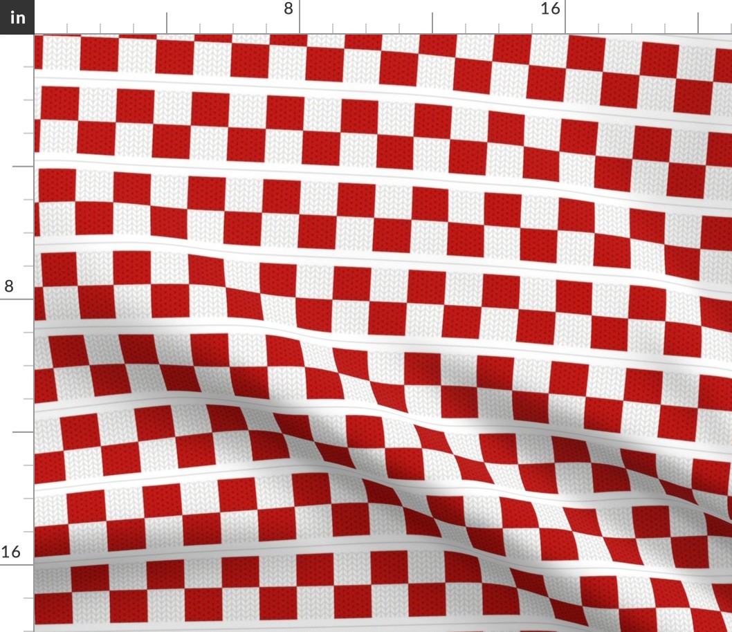 2 inch Red & White Knitting Checkerboard Horizontal Border