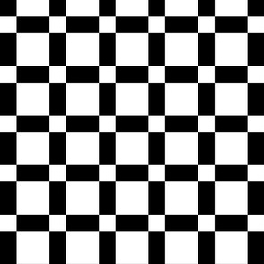 Bold Black 000000 and White FFFFFF Squares and Triangles 1.5 inch - 8