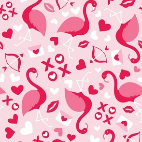 Large Valentine's Day Flamingo Love Birds Pink