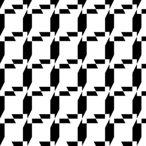 Bold Black 000000 and White FFFFFF Squares and Triangles 1.5 inch - 28