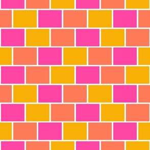 Running Bond Brick // Hot Pink, Marigold Orange, Papaya