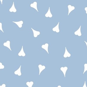 Tiny hearts white on sky blue by Jac Slade