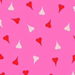 Valentine Lovecore hearts red and blush pink on hot pink by Jac Slade