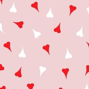 Valentines ditsy hearts red baby pink by Jac Slade