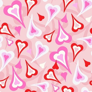 Valentine's Day Lovecore retro hearts pink and red  on blush pink large scale by Jac Slade