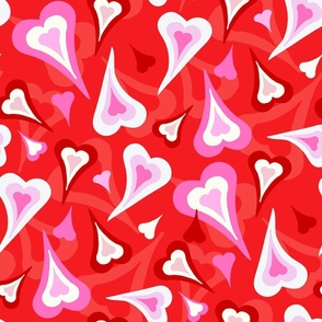 Valentine's Day Lovecore retro hearts pink and red large scale by Jac Slade