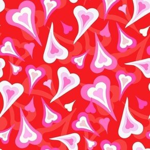 Valentine's Day Pink hearts on red Jac Slade