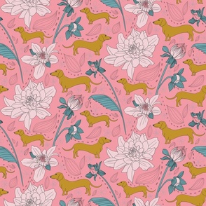 Dachshund Floral - Pink