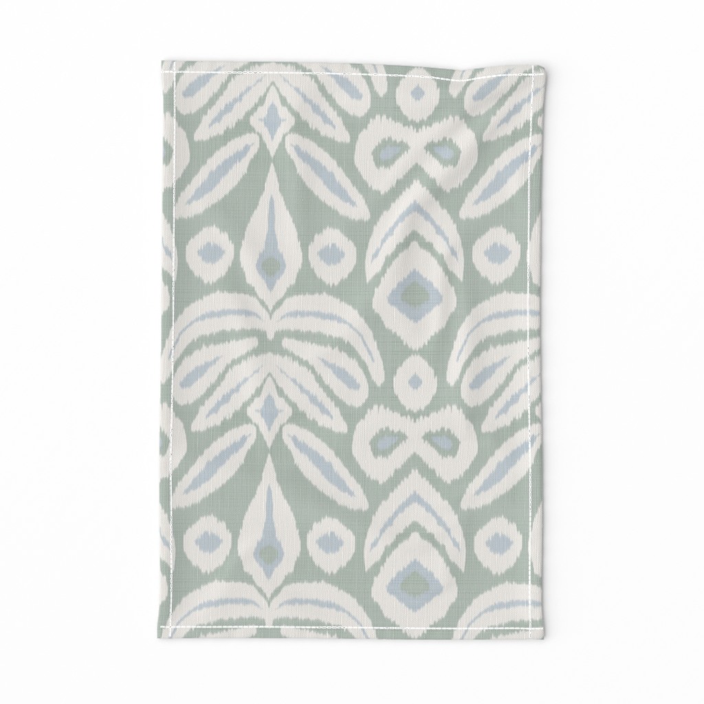 Custom Soft Blue and Tree Green  Ikat