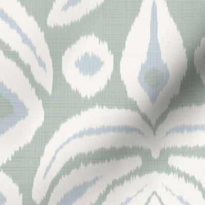 Custom Soft Blue and Tree Green  Ikat