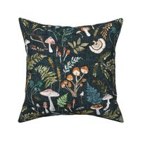 Mushroom Grove (midnight) LRG  - moody / vintage / woodland