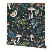 Mushroom Grove (midnight) LRG  - moody / vintage / woodland