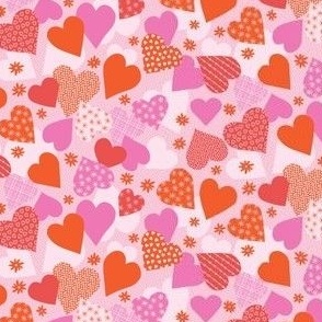 Hearts Everywhere - Pink and Red // Small