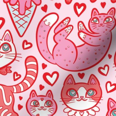 Sweet Valentine Kitties {Pink Large}