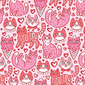 Sweet Valentine Kitties {Pink Large}