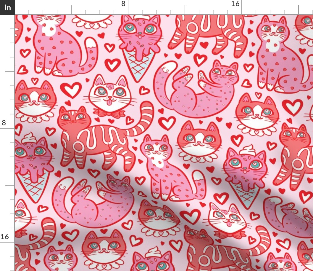 Sweet Valentine Kitties {Pink Large}