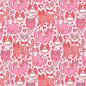 Sweet Valentine Kitties {Pink Medium}