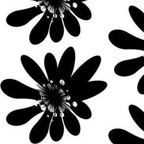 Bold Black 000000 and White FFFFFF Flower Single Extra Large