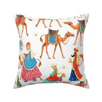 Three kings with camels & gifts