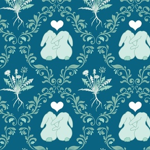 bunny love damask teal large