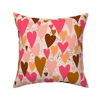 327 $ - Medium large scale Kitsch Valentine - heart loads of love -  lots of hearts in hot pink, caramel, chocolate brown, and soft blush -  for romantic crafts, home accessories, pet accessories