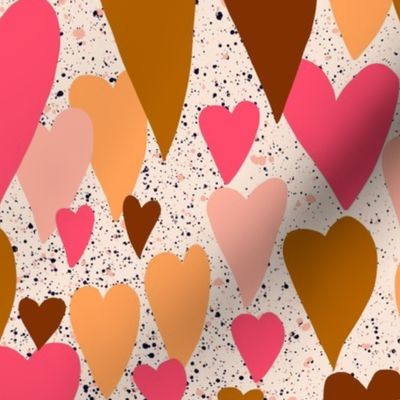 327 $ - Medium large scale Kitsch Valentine - heart loads of love -  lots of hearts in hot pink, caramel, chocolate brown, and soft blush -  for romantic crafts, home accessories, pet accessories