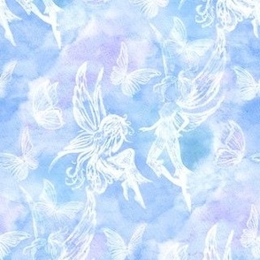 Pastel Fairycore Watercolor - lavender and cornflower