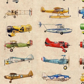 Antique Airplanes Larger Scale Wallpaper TaraNealArts